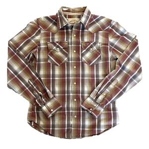 Hollister Western Shirt Pearl Snaps Plaid. Size Small
